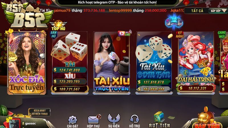 Sảnh game đa dạng trò chơi hấp dẫn